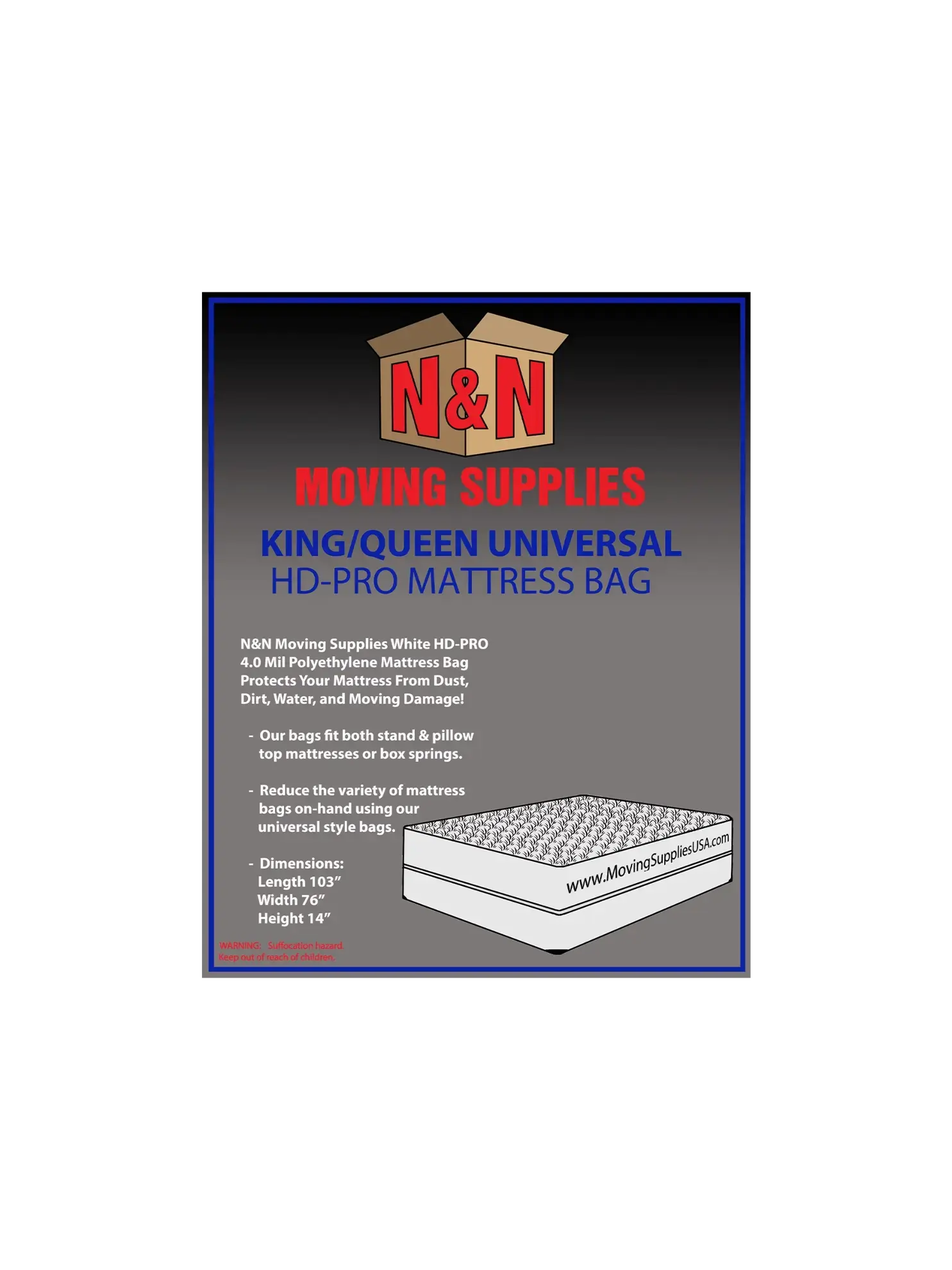 Picture of Mattress Bag King/Queen HD - 4mil. (1 Bag Per Pack)